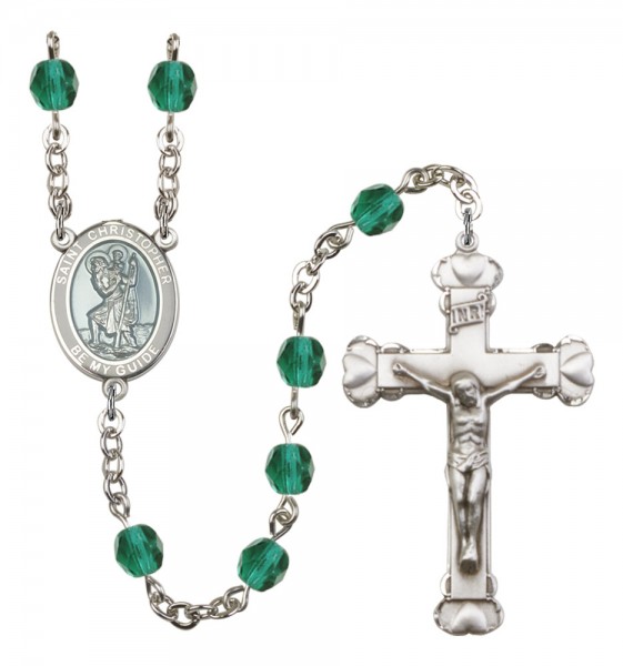 Women's St. Christopher Birthstone Rosary - Zircon
