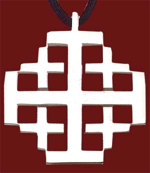 Stainless Steel Jerusalem Cross Pendant - 1 1/4&quot; H - Silver