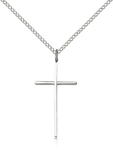 Women's Slender Cross Medal - Sterling Silver