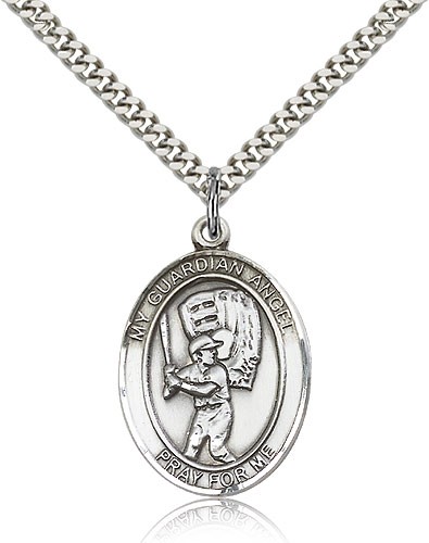 Guardian Angel Baseball Medal - Sterling Silver