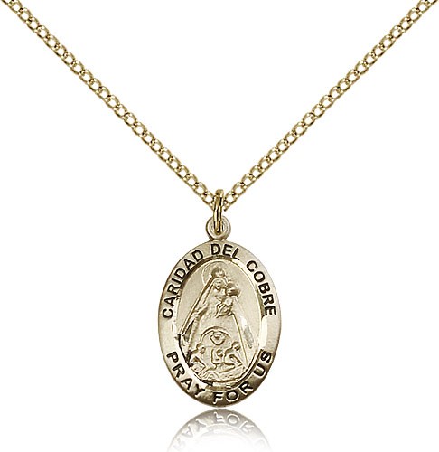 Oval Caridad Del Cobre Pendant - 14KT Gold Filled