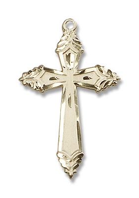Cross Necklace with Layered Tips - 14K Solid Gold