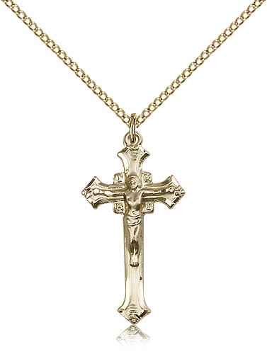 INRI Flared Tip Crucifix Medal - 14KT Gold Filled