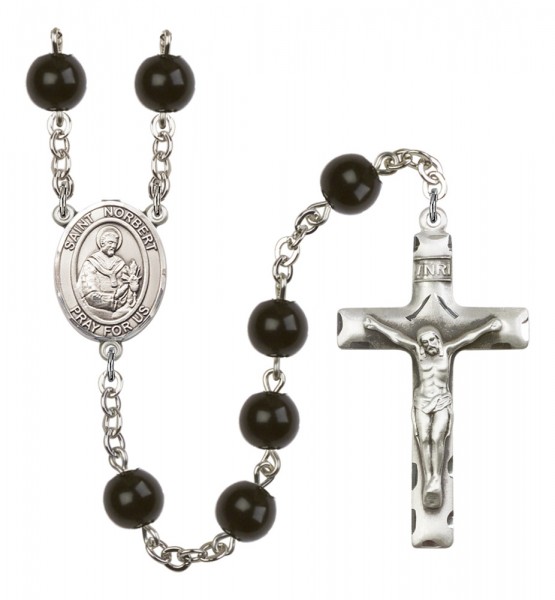 Men's St. Norbert of Xanten Silver Plated Rosary - Black