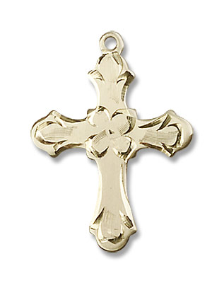 Women's Rounded Tip Cross Pendant - 14K Solid Gold