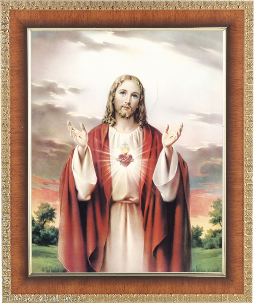 Sacred Heart of Jesus 8x10 Framed Print Under Glass - #122 Frame