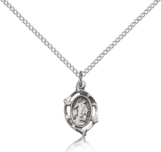 Petite Guardian Angel Medal - Sterling Silver