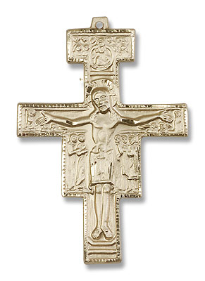 Men's San Damiano Cross Pendant - 14K Solid Gold