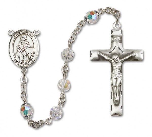 St. Giles Sterling Silver Heirloom Rosary Squared Crucifix - Crystal