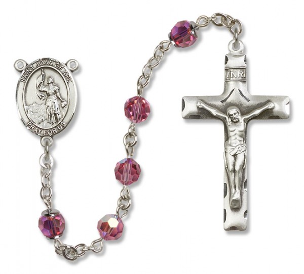 St. Joan of Arc Sterling Silver Heirloom Rosary Squared Crucifix - Rose