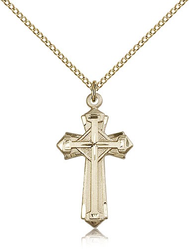 Gothic Women's Cross Necklace - 14KT Gold Filled