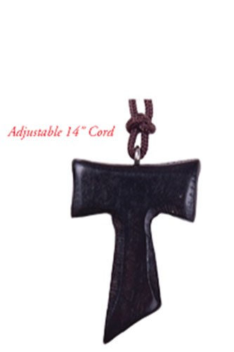 Wood Tau Cross Pendant 1.5 Inch - Brown