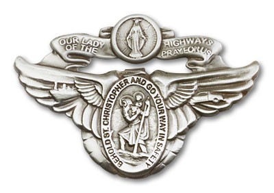 Our Lady of the Highway &amp; St. Christopher Visor Clip - Sterling Silver