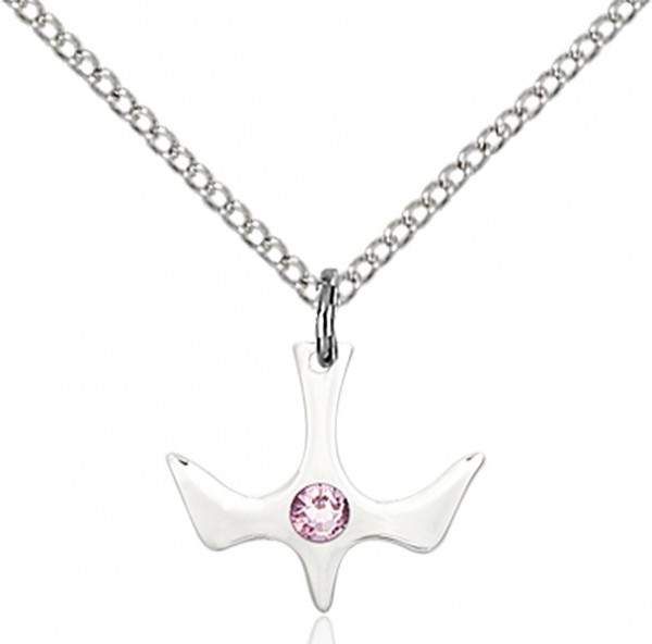 Holy Spirit Pendant with Birthstone Options - Light Amethyst