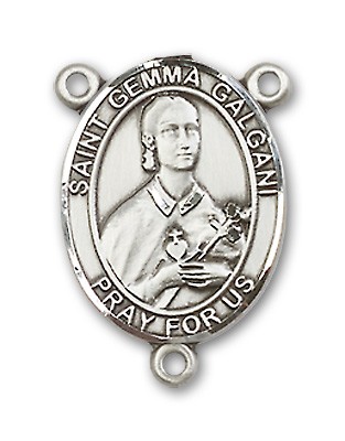 St. Gemma Galgani Rosary Centerpiece Sterling Silver or Pewter - Sterling Silver