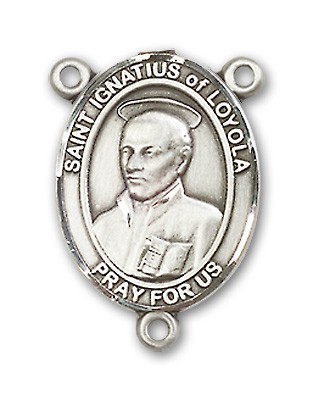 St. Ignatius of Loyola Rosary Centerpiece Sterling Silver or Pewter - Sterling Silver