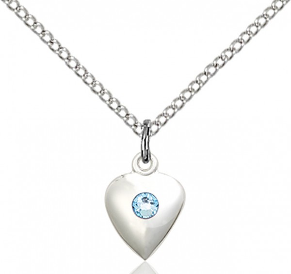 Baby Heart Pendant with Birthstone Options - Aqua