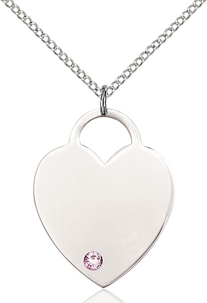 Large Women's Heart Pendant with Birthstone Options - Light Amethyst