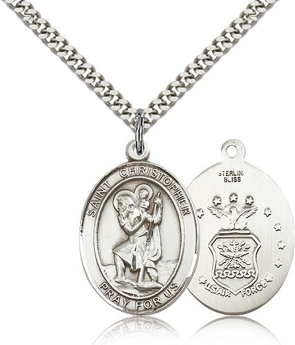 St. Christopher Air Force Medal - Sterling Silver