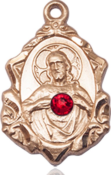 Fancy Edge Scapular Pendant with Birthstone Options - 14K Solid Gold