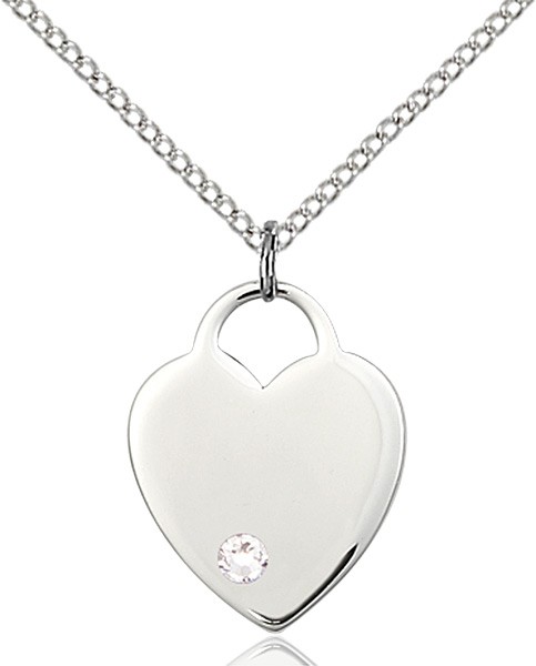 Medium Heart Shaped Pendant with Birthstone Options - Crystal