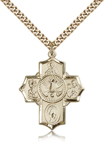 Men's 5-Way Medal with Pointed Tips - 14KT Gold Filled