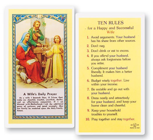A Wife's Daily Laminated Prayer Card - 25 Cards Per Pack .80 per card