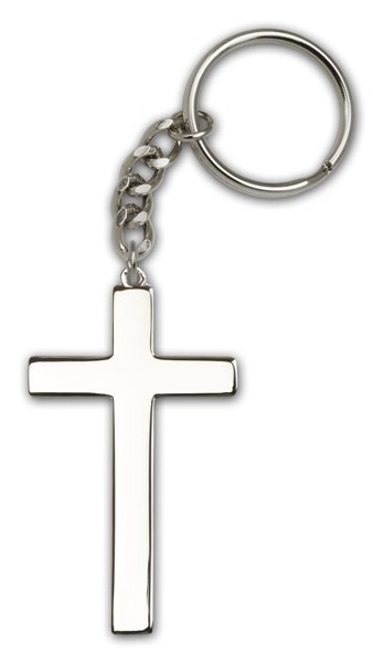 Cross Keychain - Antique Silver