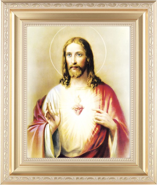 Sacred Heart of Jesus 8x10 Framed Print Under Glass - #138 Frame
