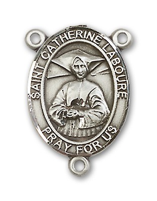 St. Catherine Laboure Rosary Centerpiece Sterling Silver or Pewter - Sterling Silver