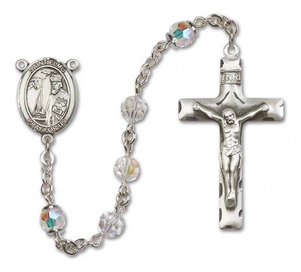 St. Elmo Sterling Silver Heirloom Rosary Squared Crucifix - Crystal