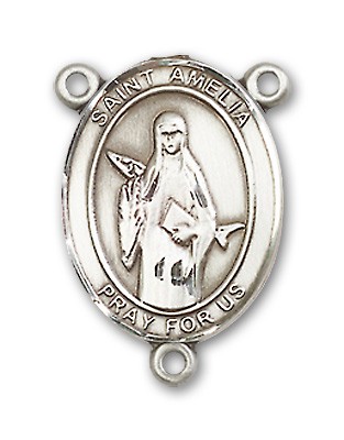 St. Amelia Rosary Centerpiece Sterling Silver or Pewter - Sterling Silver