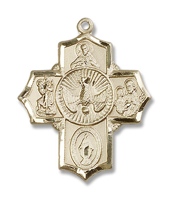 Men's 5-Way Medal with Pointed Tips - 14K Solid Gold