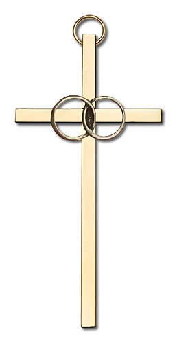 Wedding Rings Cross 4&quot; - Gold Tone