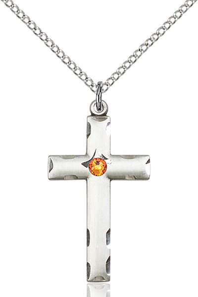 Women's Birthstone Cross Pendant - Topaz