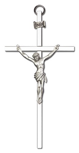 Classic Crucifix 6&quot; - Silver tone