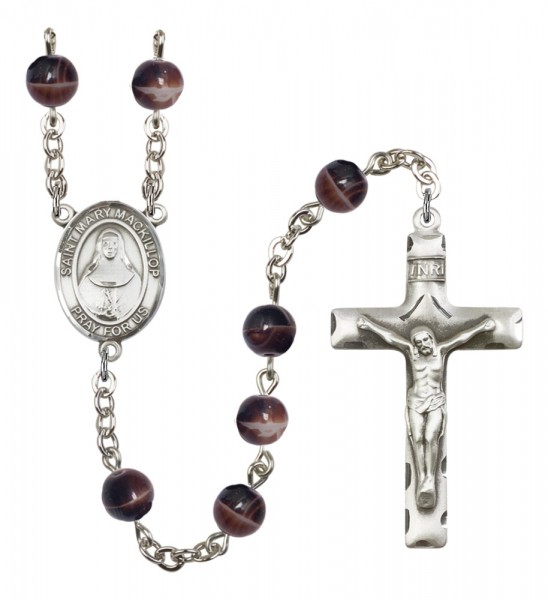 Men's St. Mary Mackillop Silver Plated Rosary - Brown