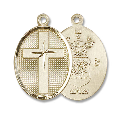 Cross Air Force Pendant - 14K Solid Gold