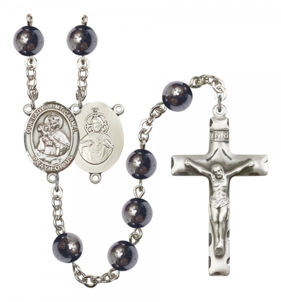 Men's Our Lady of Mount Carmel Silver Plated Rosary - Silver