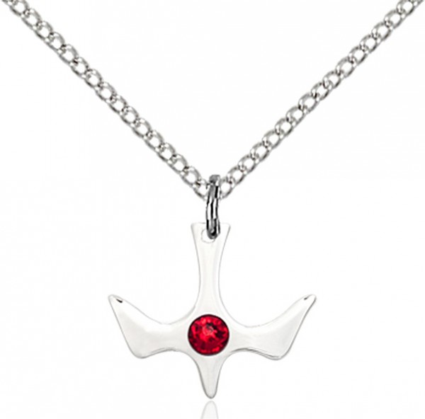 Holy Spirit Pendant with Birthstone Options - Ruby Red