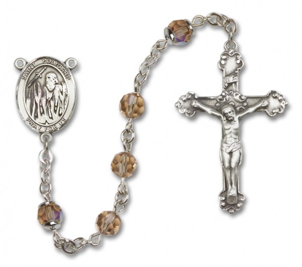 St. Polycarp of Smyrna Sterling Silver Heirloom Rosary Fancy Crucifix - Topaz