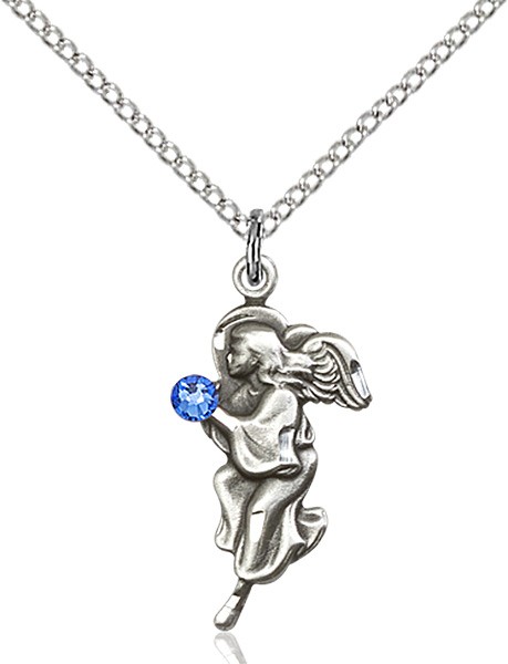 Angel Pendant with Birthstone Options - Sapphire