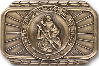 St. Christopher Visor Clip - Antique Gold