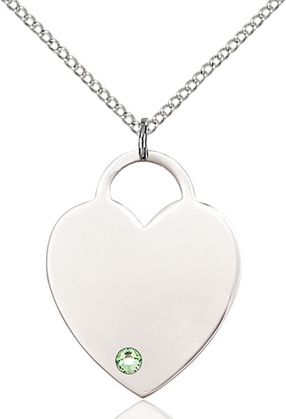 Large Women's Heart Pendant with Birthstone Options - Peridot