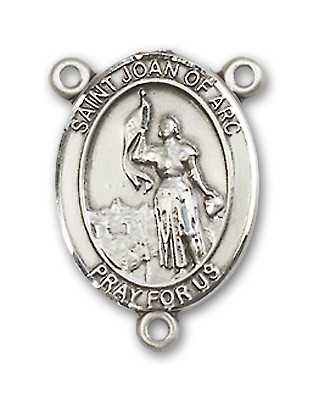 St. Joan of Arc Rosary Centerpiece Sterling Silver or Pewter - Sterling Silver