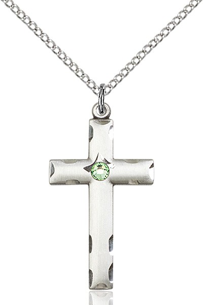 Women's Birthstone Cross Pendant - Peridot