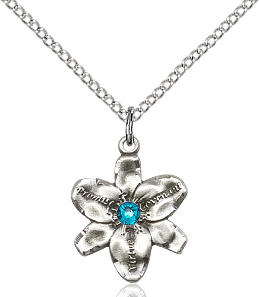 Small Five Petal Chastity Pendant with Birthstone Center - Zircon