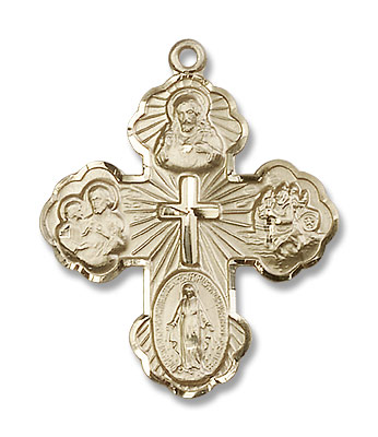 5-Way Pendant with Scalloped Edges - 14K Solid Gold