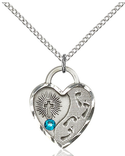 Heart Shaped Footprints Pendant with Birthstone Options - Zircon