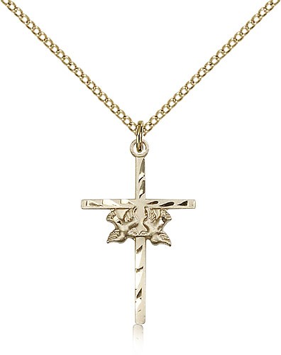 Doves and Cross Medal - 14KT Gold Filled